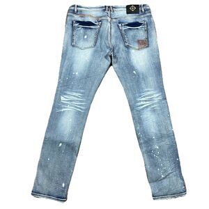 Create 2MRW Distressed Patchwork Skinny Jeans Men’s 36x34 Light Wash